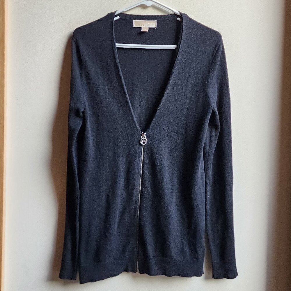 MICHAEL Michael Kors Black Zip-Up Cardigan Size Small